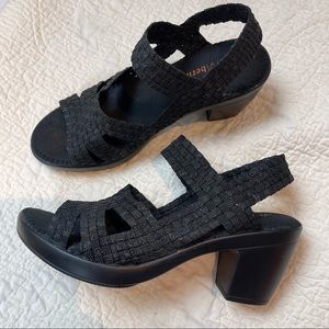 Bernie Mev Black Metallic Heeled wedge sandal